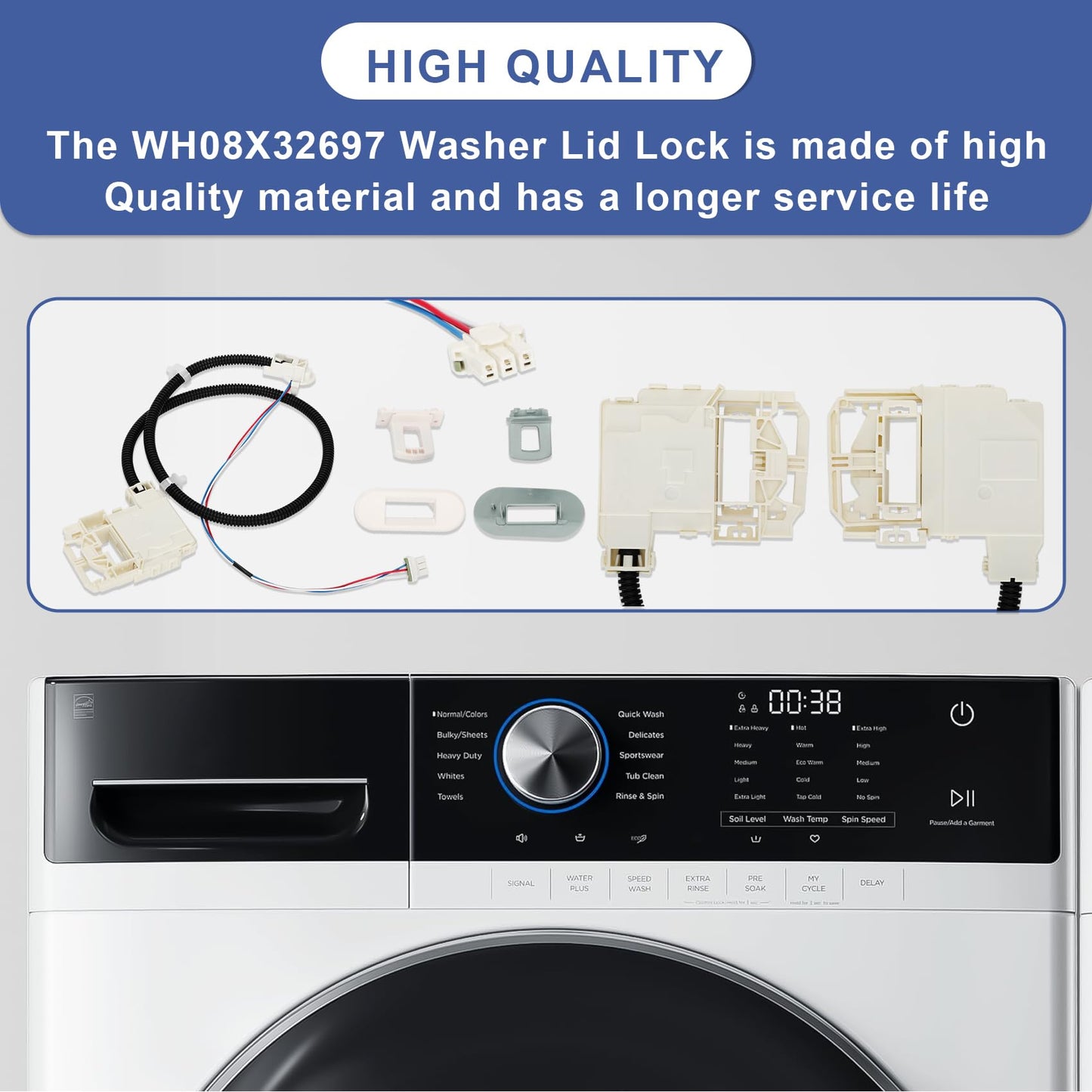 290D3070P002 WH08X32697 Lid Lock Switch Assembly Compatible with Parts of GE HotPoint Washing Machine, GTW220ACK1WW GTW220ACK2WW GTW220ACK3WW GTW220ACK4WW GTW220ACK5WW GTW330ASK0WW GTW330ASK1WW