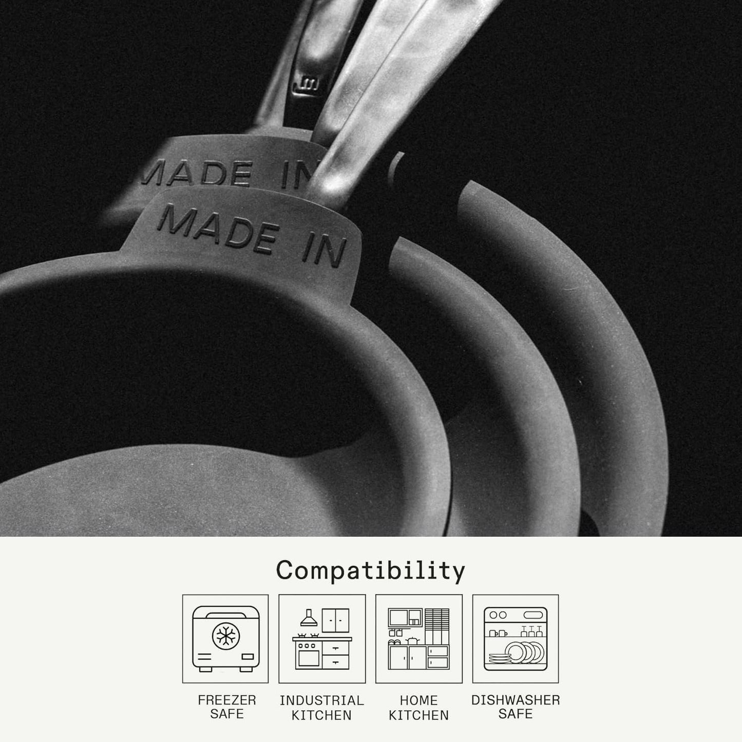 Made In Cookware | 3 Piece Set (Includes 8",10",12") Frying Pan Protectors | Graphite | Molded Silicone | Dishwasher Safe