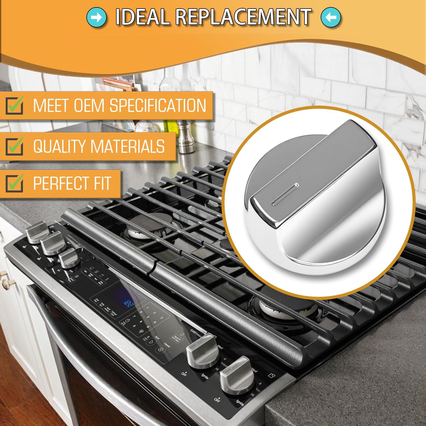 4 Pack Enhanced W11517334 for Whirlpool Gas Range Oven Knobs Replacements W10850033,W11122869 Compatible with Models WEG515S0FB0 WEG515S0FS0 WEG515S0FS2 WEG515S0FS3 WEG515S0FW0 WEG745H0FS0