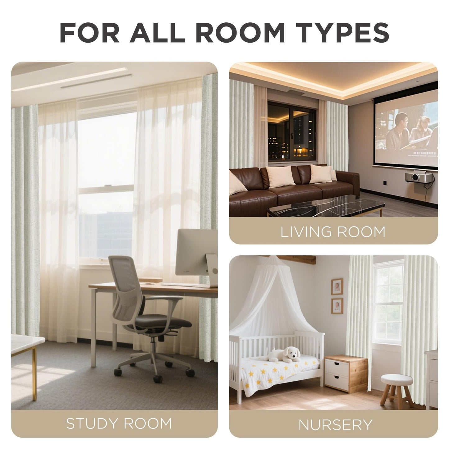 Joydeco Blackout Curtains for Bedroom - 100% Light Blocking 2 Panels Light Beige Drapes 66"W x 84"L, Thermal Insulated Room Darkening Curtains, Linen Textured for Living Room, Rod Pocket & Back Tabs