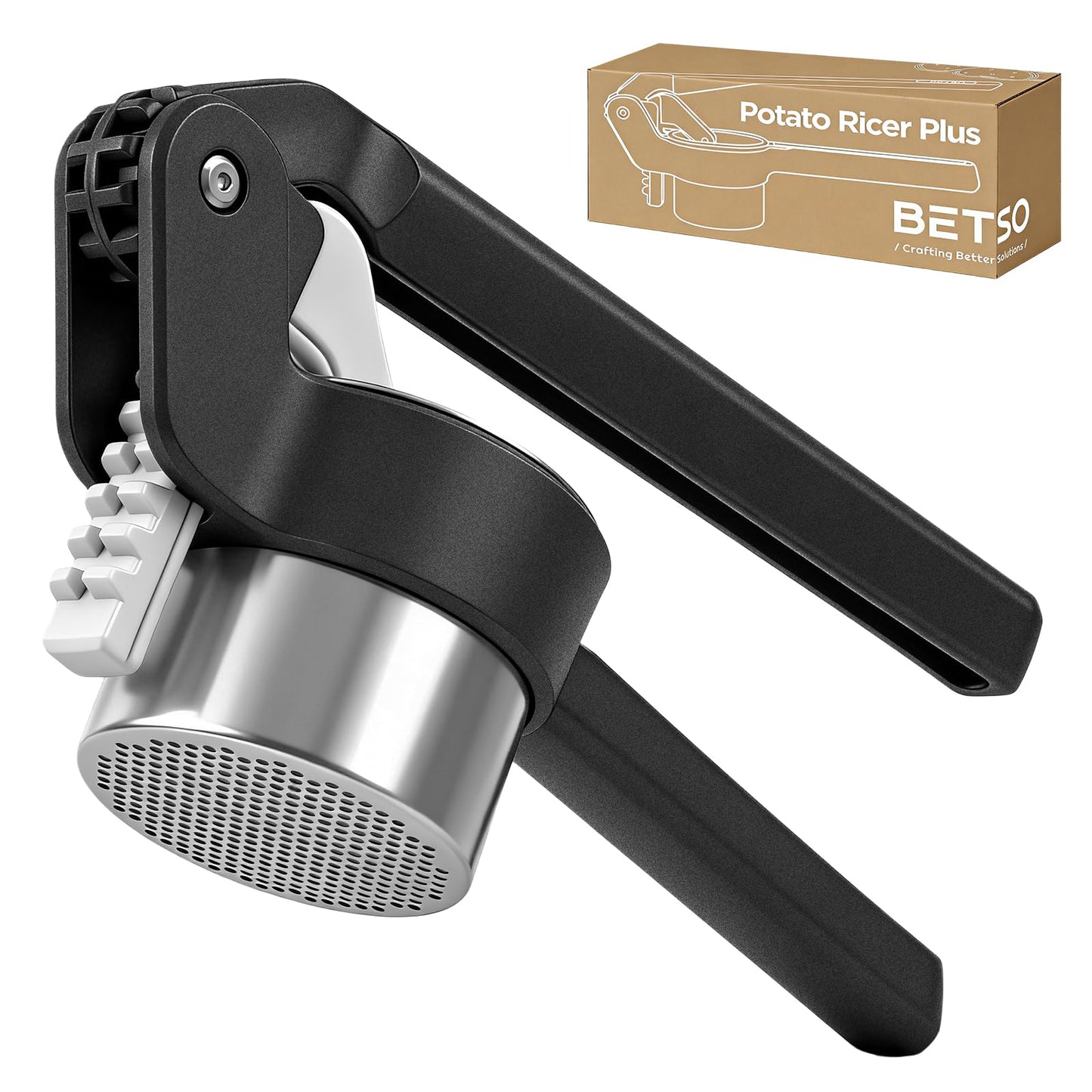 Potato Ricer - Betso Effortless Double-Gear Potato Ricer and Masher - Heavy-Duty Vegetable Press for Perfect Mashed Potatoes, Dishwasher Safe