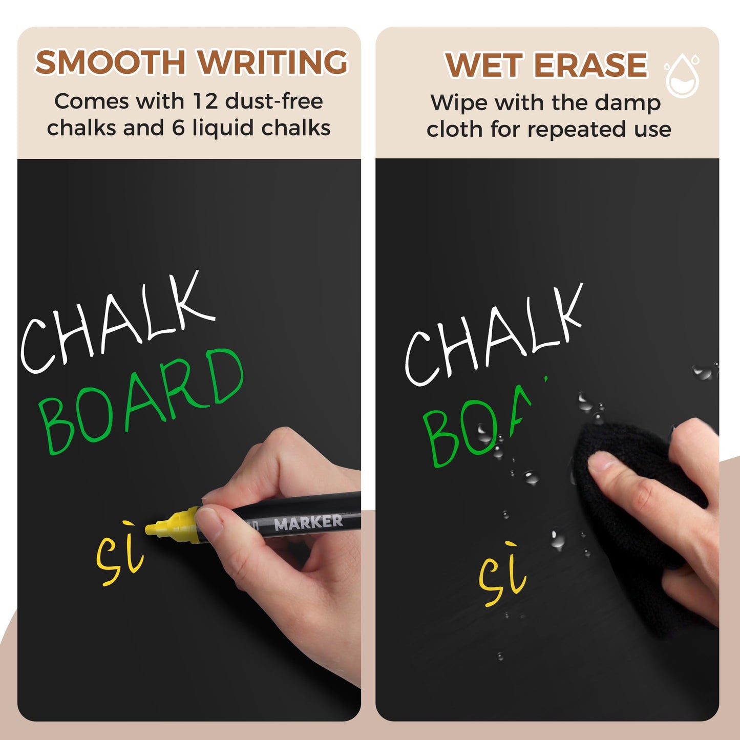 SELEAD 5-Pack Solid Wood Frame Magnetic Chalkboard Sign with Stand - Small 10"x12" Tabletop/Hanging Decorative Chalk Board, Message Menu Board for Business, Wedding, Event