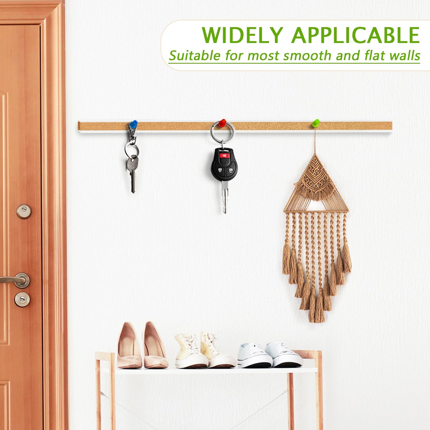 Cork Bulletin Board Strips for Wall, 5pcs Cork Strips Aluminum Frame Bulletin Bar Strip for Classroom, Office, Walls (47.2"×1.1")