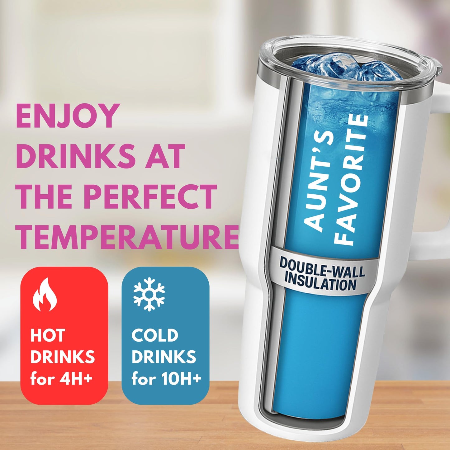 Cool Aunt Club Coffee Tumbler 40Oz, Best Aunt Gifts from Niece Nephew for Birthday, Mothers Day, Presents for First Time & Best Auntie Ever, New Aunty Cup with Handle Straw, Funny Drinking Mug Ideas