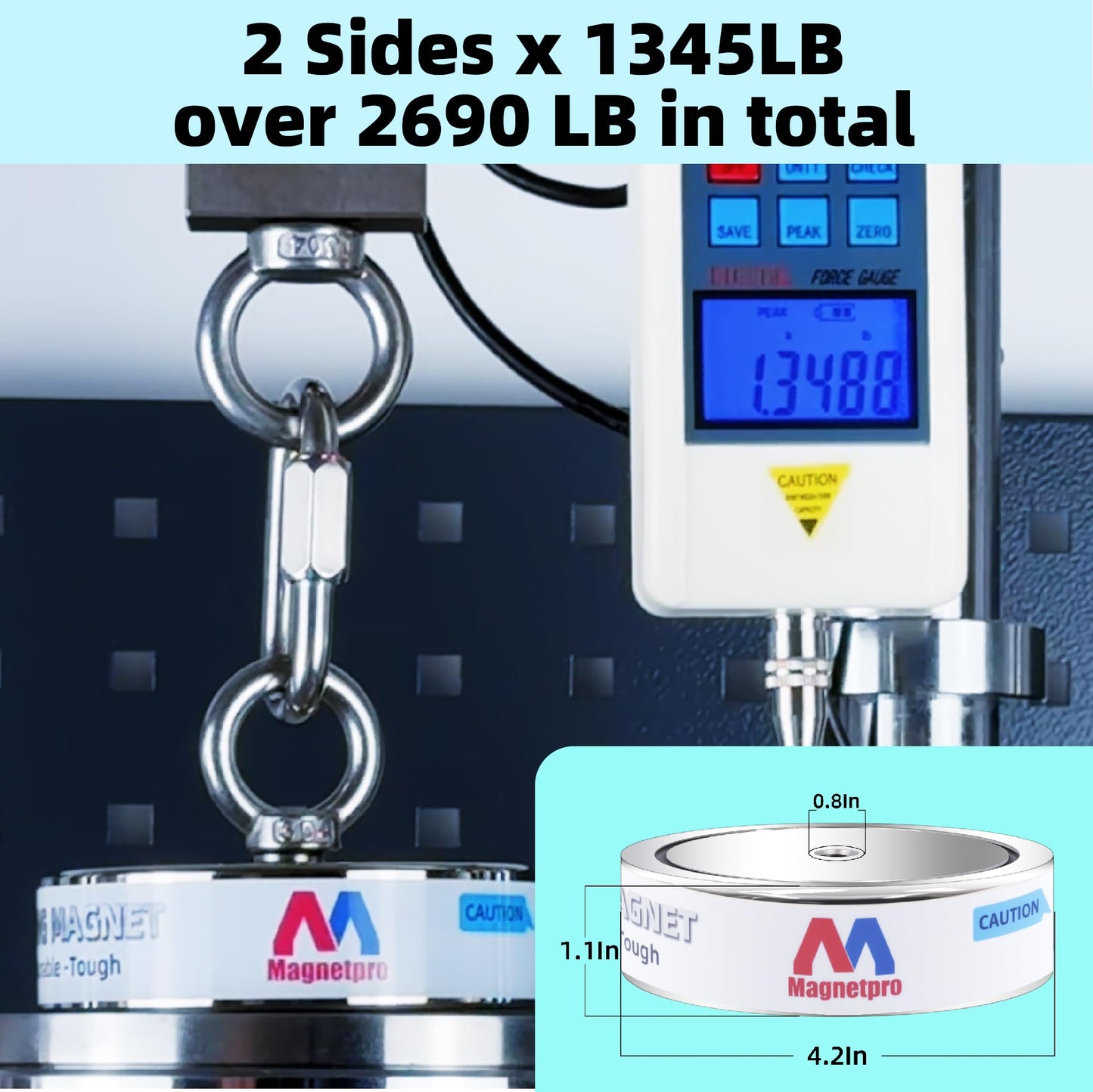 Magnetpro 2690LB’s Complete Retrieving Magnet Fishing Kit | Double Sided Fishing Magnet Kit | Includes Strong Neodymium Magnets, Durable 65ft Rope, Carabiner, Gloves, Grappling Hook & Carry Case