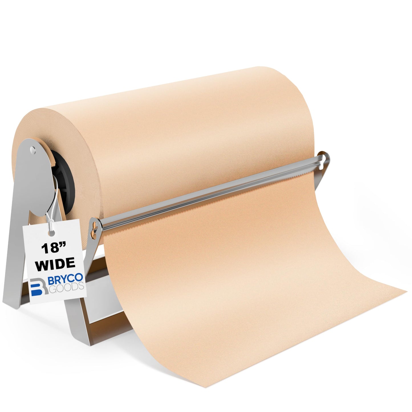 Bryco Goods - 18 Inches All Paper Roll Dispenser and Cutter Made of Heavy-Duty Steel Frame & Sharp Blade. Holds, Dispenses & Cuts. Wall Mountable & Non-Slip Tabletop. Ideal Butcher Paper Dispenser