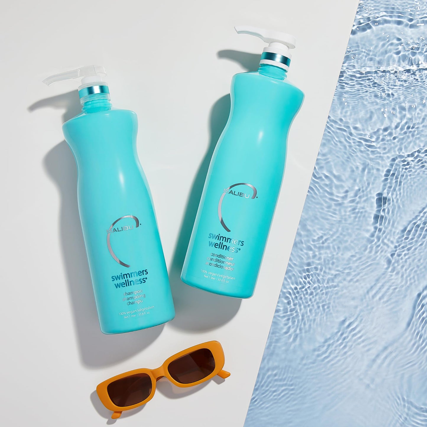 Malibu C Swimmers Wellness Conditioner - Moisturizing Conditioner for Swimmers to Combat Dry, Brittle Hair - Restores Texture Affected by Pool Elements - Sulfate Free Hair Care (33.8 oz)