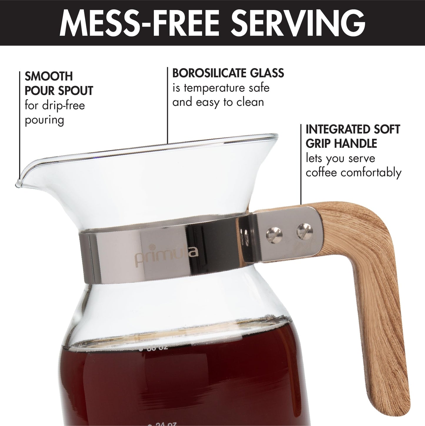 Primula Park Pour Over Park Set with Permanent Reusable Removable Ultra Fine Micro Mesh Stainless Steel Filter, Coffee Dripper Pour Over Maker Brewer Pot, Borosilicate Glass, Easy to Use, 36 oz