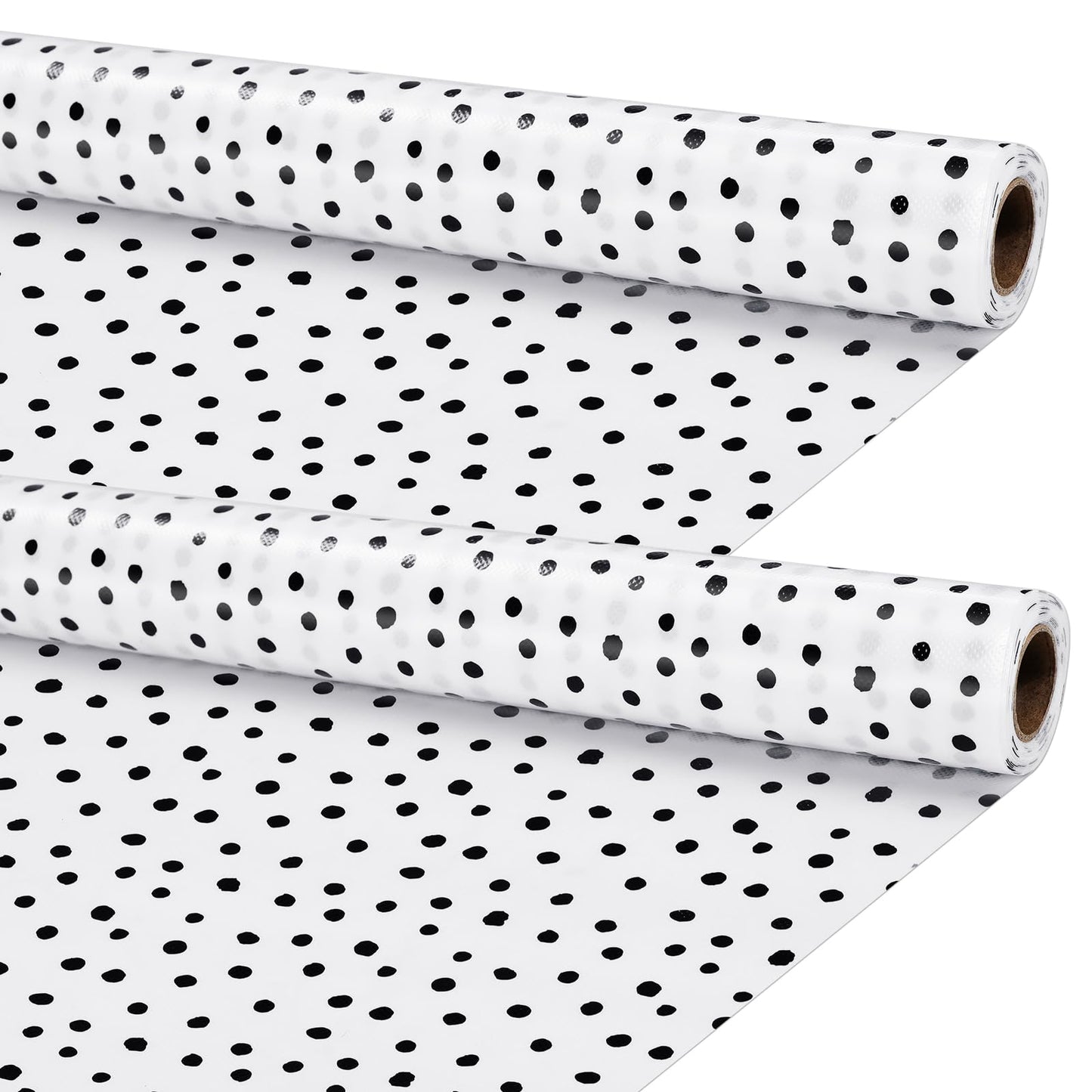 Kolldenn 2 Rolls Black Painted Dots Fabric Bulletin Board Paper Roll 4 x 12 ft Extra Large Non Woven Waterproof Roll Fade Resistant for DIY Craft Drawing Painting Classroom Decor, Dot Style