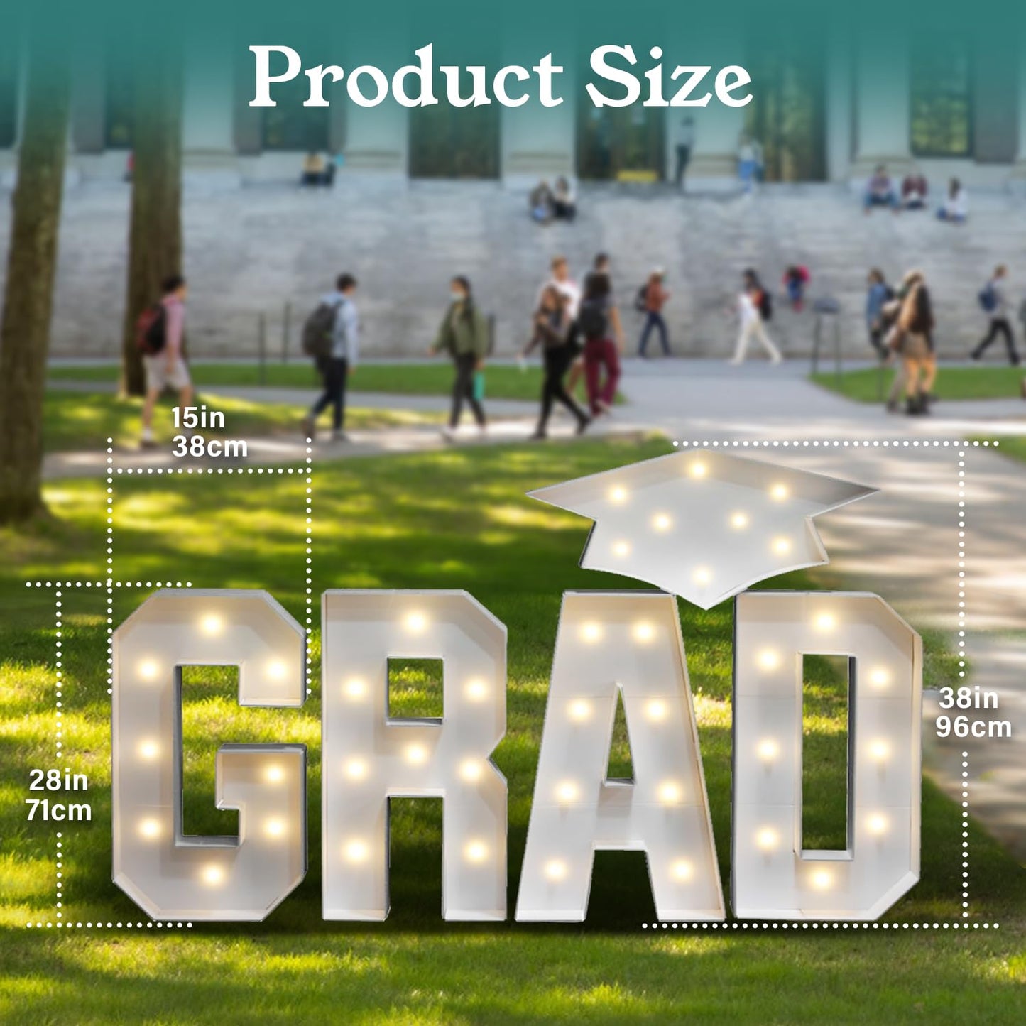 2026 Graduation Party Decorations - 2.3FT Pre-Cut GRAD Marquee Letters Sign with Light - Mosaic Foam Board Includes Glue Gun Balloons for Kindergarten Preschool College Prom