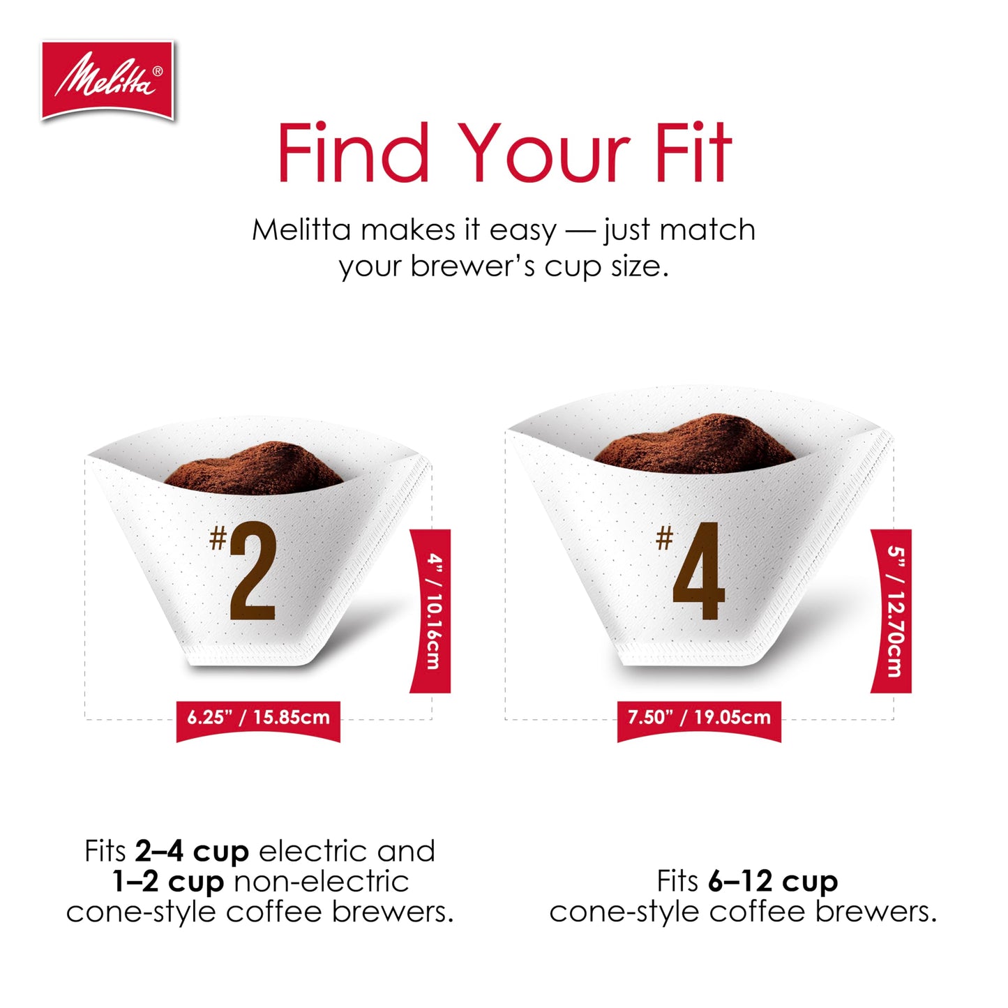 Melitta #4 Cone Coffee Filters, White, 100 Count (Pack Of 6), 600 Total Filters - Fits all 8-12 Cup Cone Coffee Makers and Pour-Overs, Compostable, Tear-Resistant, Made in USA