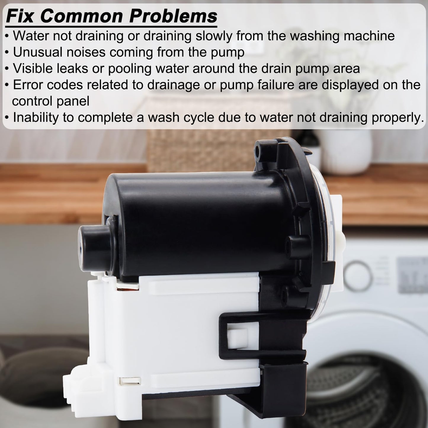 Washer Machine Drain Pump Compatible with LG WM2701HV WM2010CW WM2301HR WM2487HWM WM2487HWMA WM2016CW WM2050CW WM2650HWA WM5000HWA