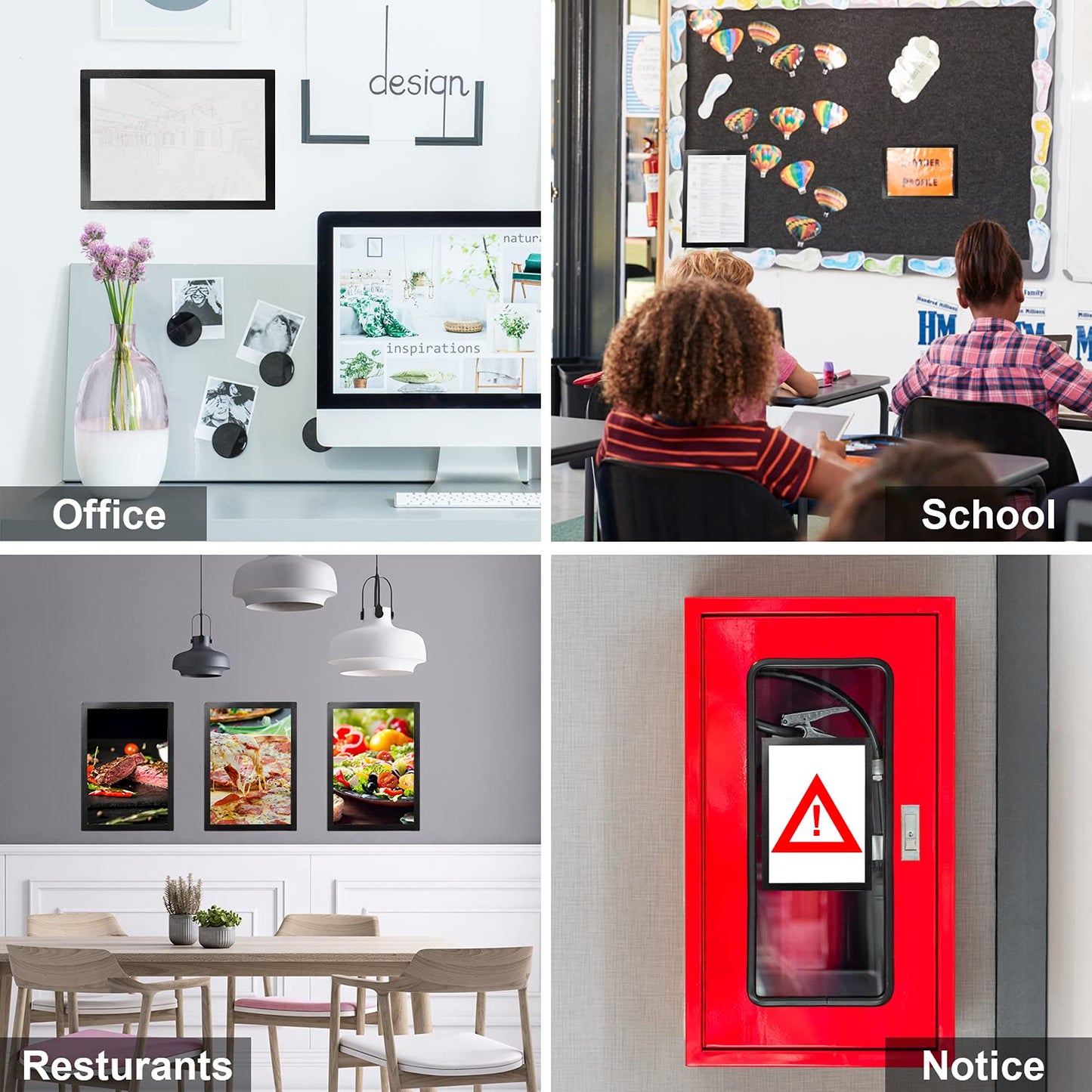 12 Pcs Magnetic Signs Holder, for 11" x 17" Letter, Sturdy PVC Magnetic Document Holder, Magnetic Picture Poster Frame, Can Self-Adhesive Wall/Door/Window or Magnetic for Refrigerator