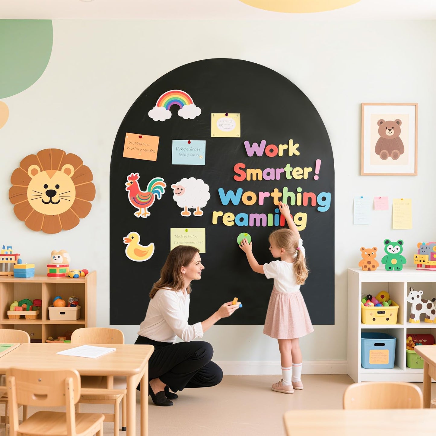 WUPIOS Magnetic Wall Decal Arch 40x32 inch Magnet Wall for Kids Chalkboard Adhesive Blackboard Magnetic Wallpaper Chalk Board Magnetic Wall Decal for Kids Playroom for Home Playroom Classroom Black
