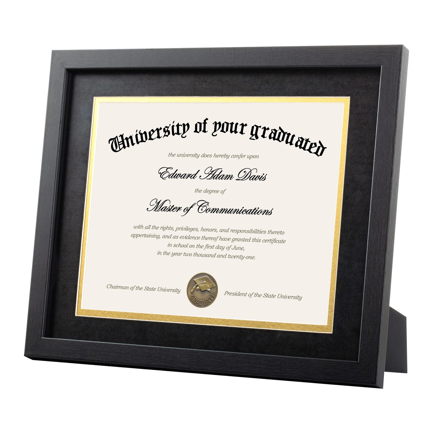 upsimples 11x14 Diploma Frame Certificate Degree Document Frame with High Definition Glass, 8.5 x 11 with mat for Wall and Tabletop, Black Double Mat, 6 Pack