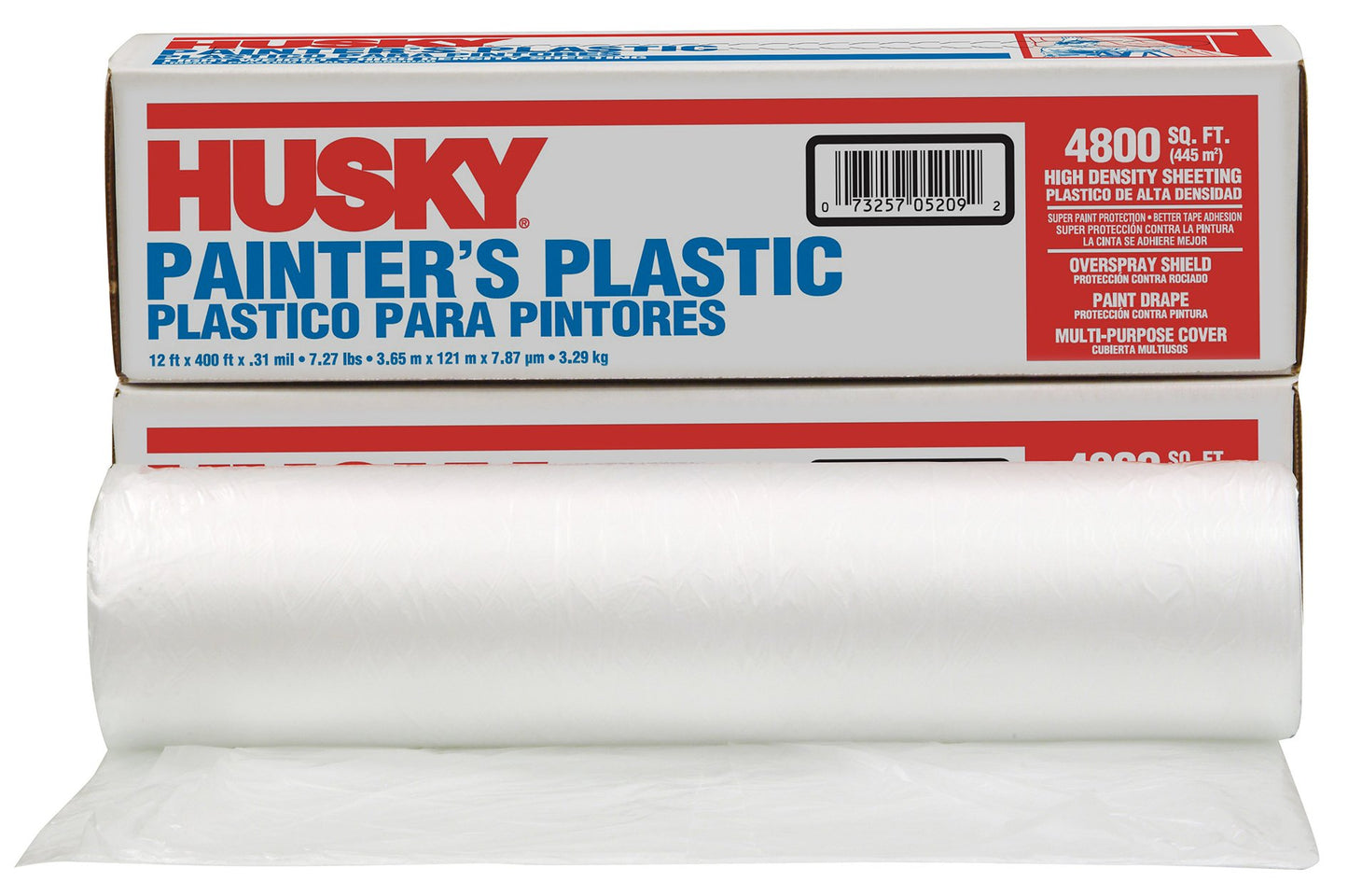 1-Roll of 12’ x 400’ Poly-America 03512H Husky Clear .31-Mil High Density Painter’s Plastic