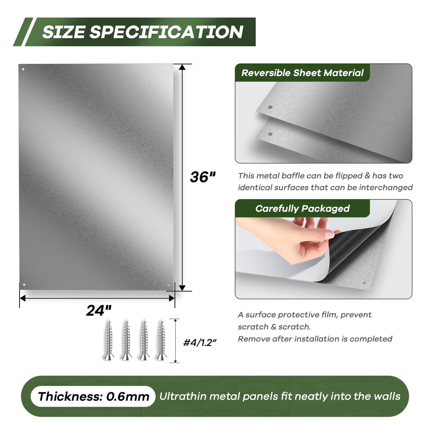 24" x 36" Oversized Stainless Steel Backsplash Panel | Full-Coverage Splatter Guard for Kitchen Wall Behind Stove & Range Hood, Includes Pre-Drilled Holes for Easy Installation