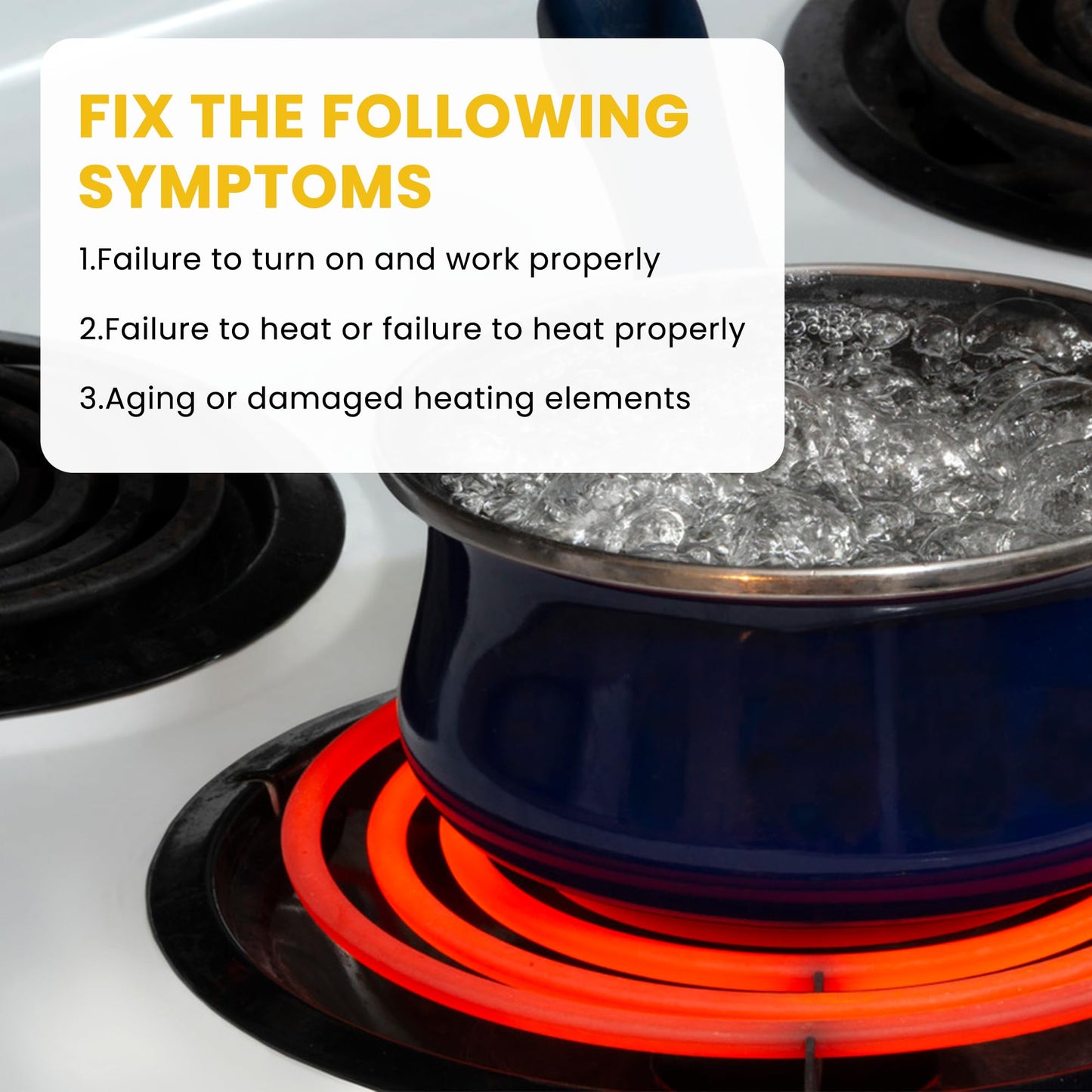 MP22YA Electric Range Burner Element Unit Set（2 pcs MP21YA 8" & 2 pcs MP15YA 6"）with 4pcs 330031 Range Burner Receptacle Kit Fit for Whirl-pool Ken-more Stoves Replace WP660532, WP660533 by AMI PARTS