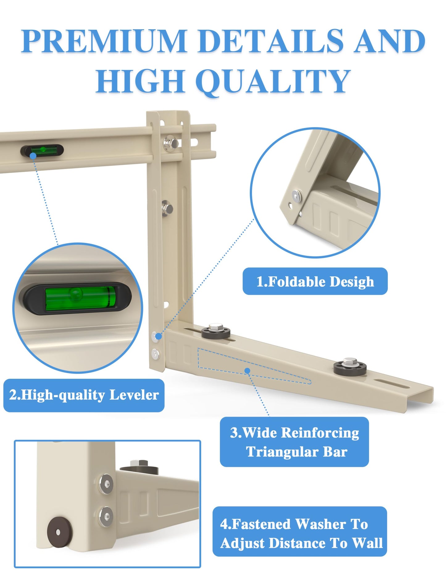 Mini Split Wall Mounting Bracket Outdoor, for 7000-12000 BTU Universal Ductless Air Conditioners, Heat Pumps, Heavy-Duty Mini Split AC Mount, Foldable Mini Split Bracket Max 400 Lb Capacity