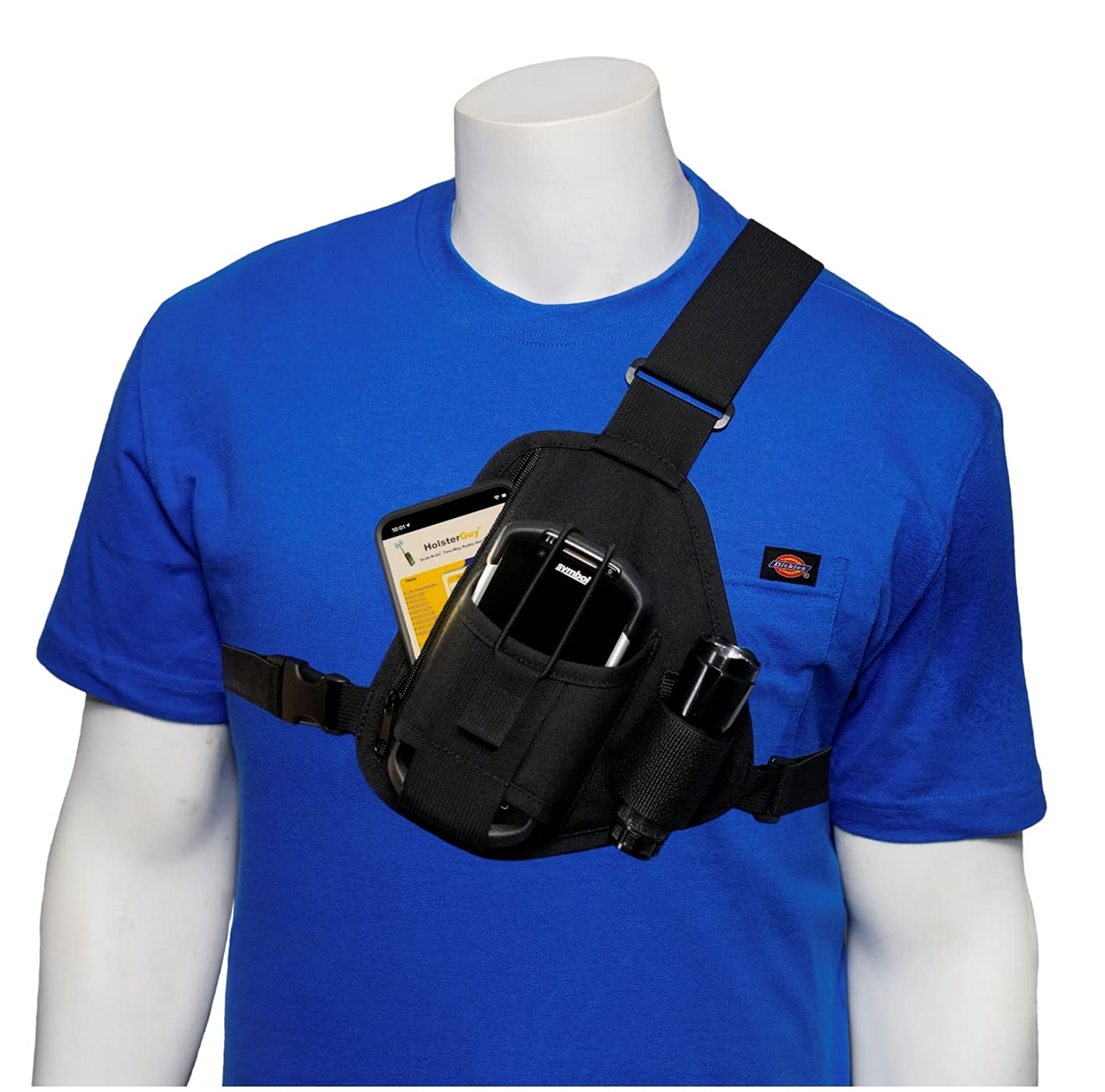 HOLSTERGUY SCH-101Z Universal Scanner Holster Chest Harness with Adjustable 4-8 Inch Depth - Hands-Free Barcode Scanner Holder for Warehouse and Delivery - Made in USA