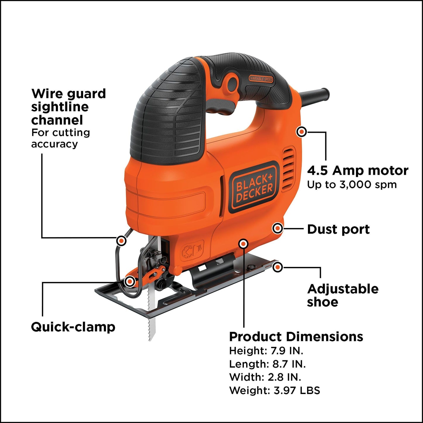 BLACK+DECKER Jig Saw, 4.5 -Amp (BDEJS300C)