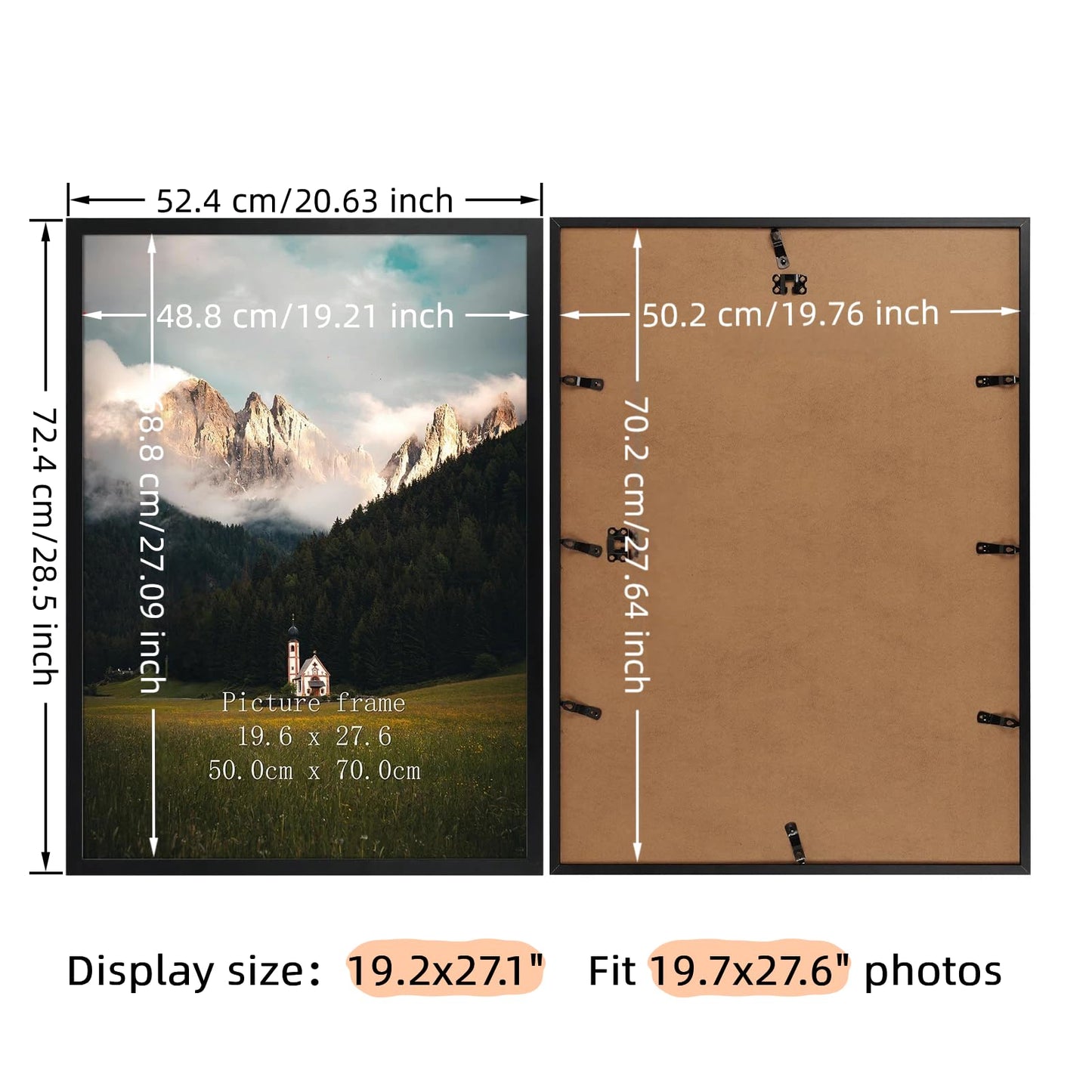 Giftgarden 19.7x27.6 Puzzle Frame Black, 50x70cm Picture Frame for 1000 Pieces Puzzles Wall Display, Single