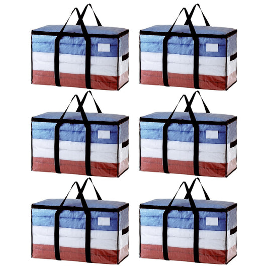 TAILI Extra Large Moving Bags, 6 Pack Clear Heavy Duty Totes For Storage with Visible Window, Wrap Around Handles, Storage Bags for Space Saving, Alternative to Moving Boxes