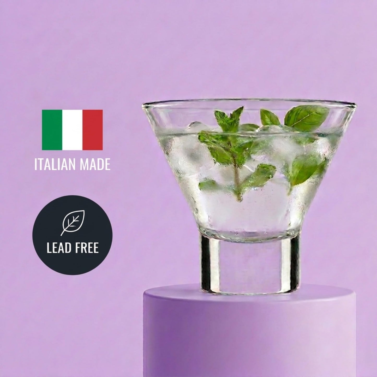 Godinger Martini Glasses, Italian Cocktail Glasses, Dessert Cups, Set of 4, 8oz - Made in Italy