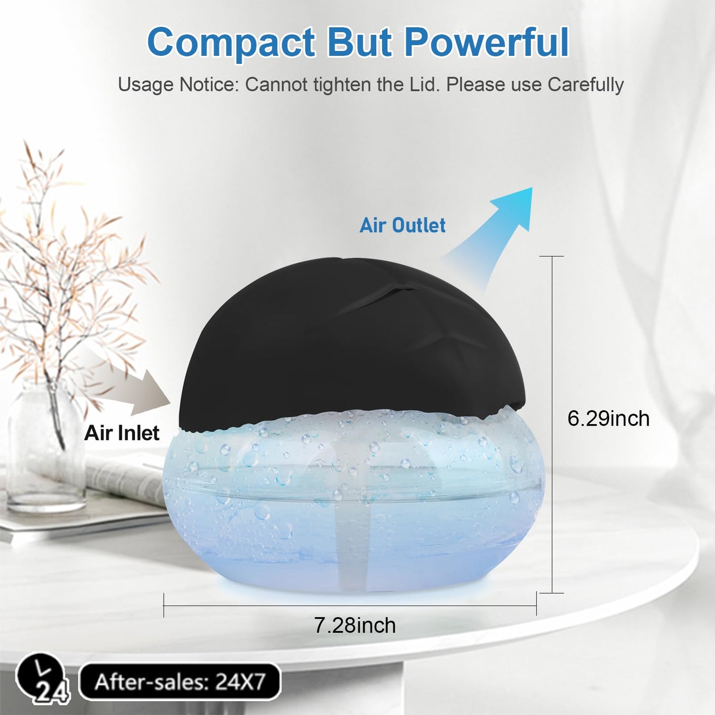 ap airpleasure Water-Based Purifier Air Washer, Air Revitalizer & Freshener, Air Fresher with 7 LED Color Changing Light for Rooms (Black)