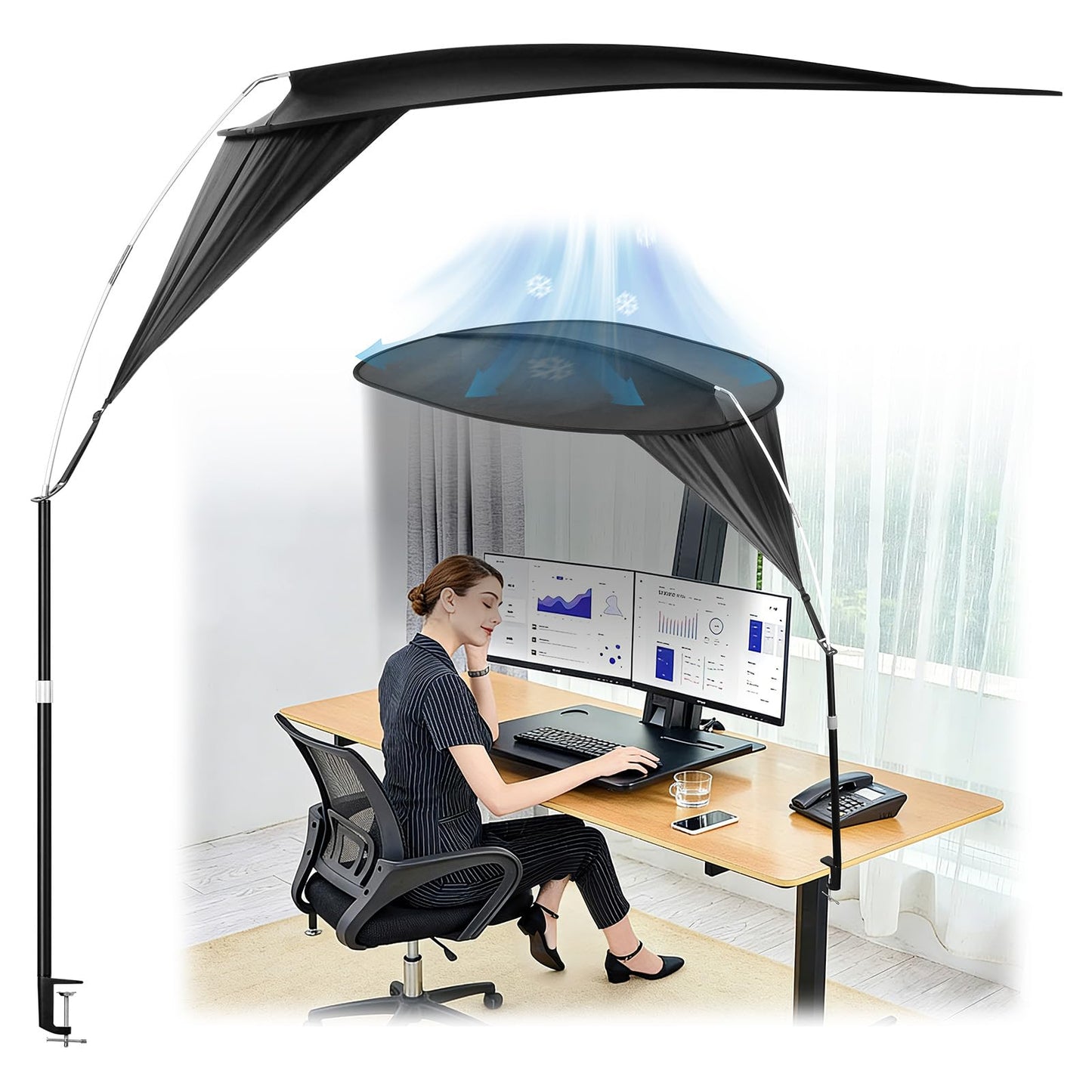 Professional Office Light Shield-Designed for Light-Sensitive and Headache-Prone Employees, Blocking 99% of Fluorescent Glare and Cold drafts, with a Large 56×42-inch Coverage