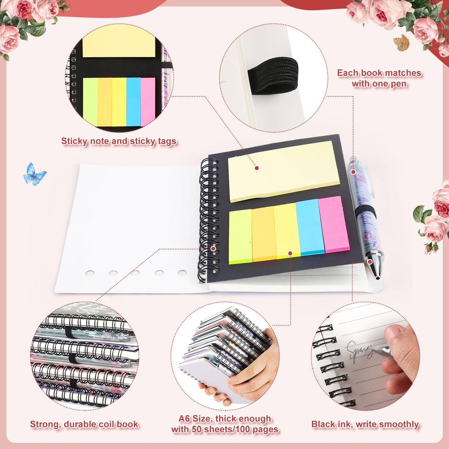 Piuaeue 48 Pcs/24 Set Christian Prayer Journal Spiral Notebooks Bulk with Pens Prayer Journal Religious Bible Verse Mothers Day Holy Week Spiral Notebook for Women Men Church Member Teacher