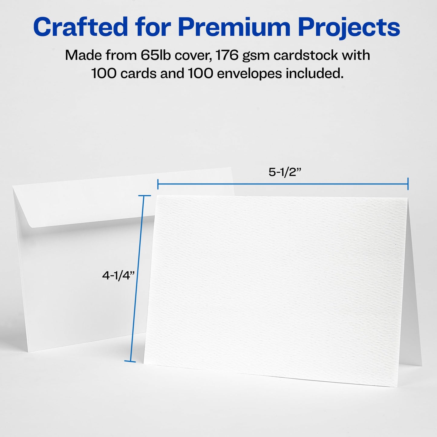 Avery Printable Note Cards, Envelopes Included, 4.25" x 5.5", Textured White, Laser & Inkjet Compatible, 50 Blank Cards per Pack, Great for Product Branding, Marketing, and More (2 Packs of 5813)