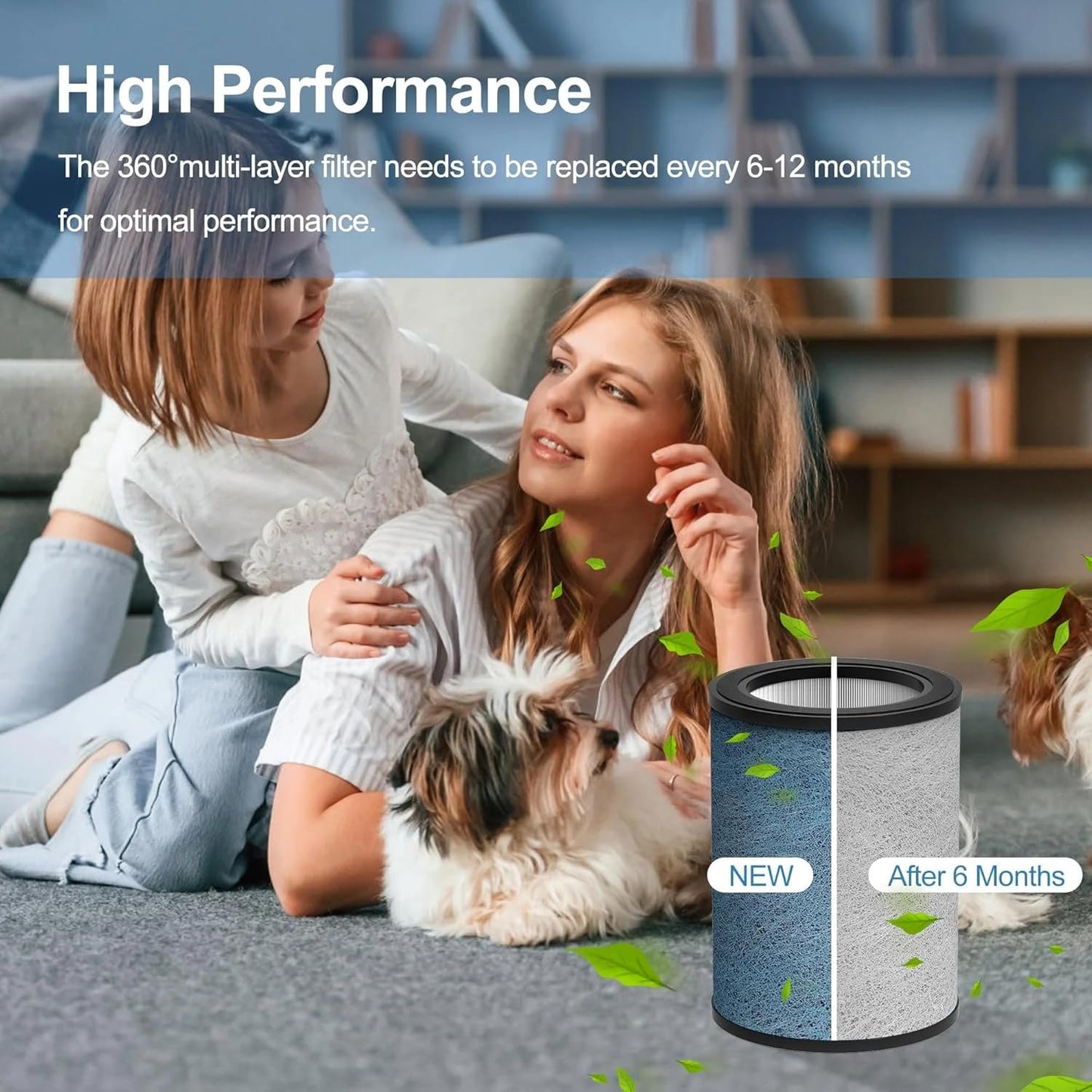 HP302 Neverchange Replacement Filter Compatible with Shark HP301 HP302 AP1000 HC501 HC502 Air Purifier MAX, 4-in-1 H13 Grade True HEPA Filter, Part # HE2FKBAS, HE3FKPET