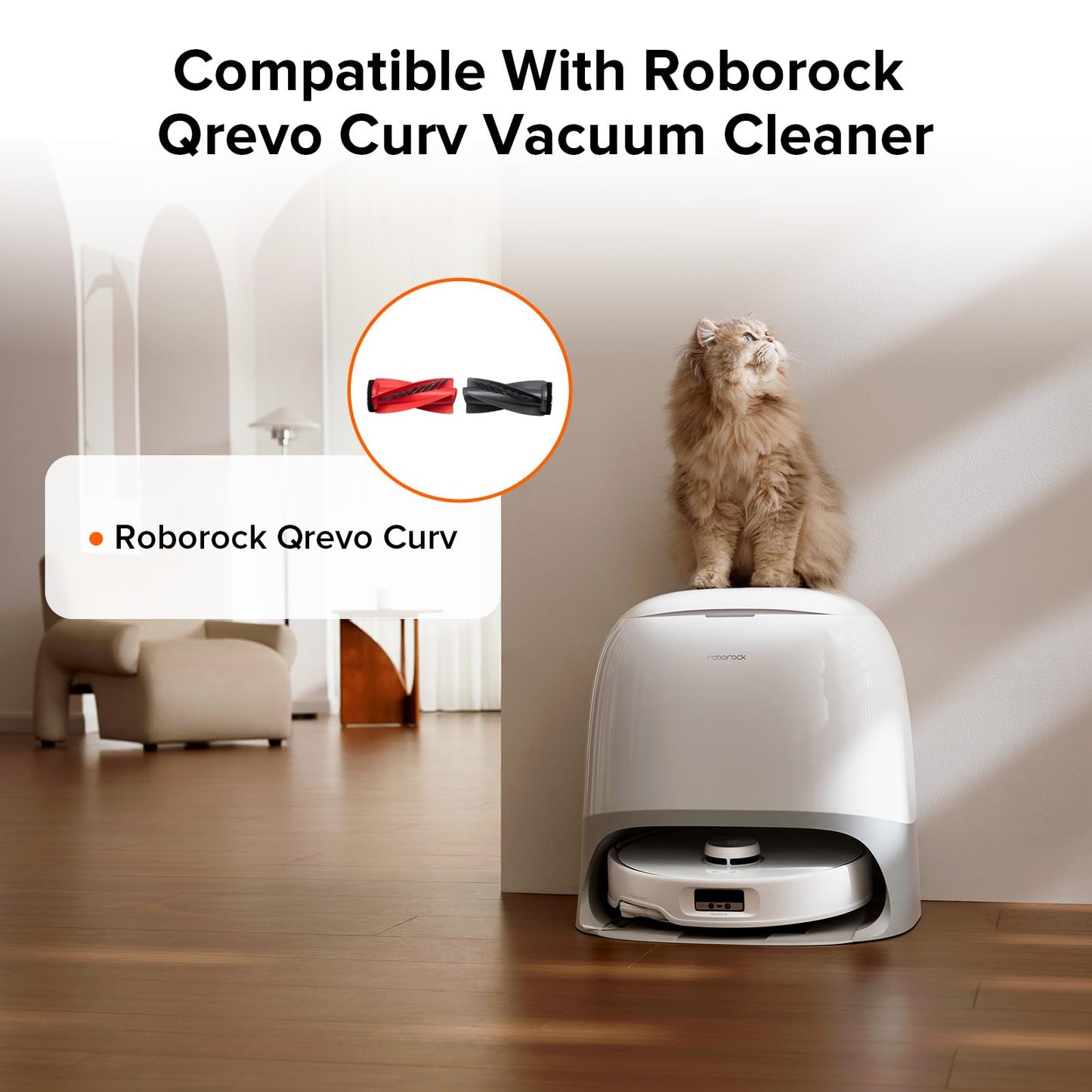 roborock Zero-Tangling DuoDivide Main Brush Replacement Qrevo Curv, Qrevo Curv S5X, Qrevo CurvX, Qrevo Edge S5A, Qrevo S5V, Saros 10R, Saros 10, Qrevo Curv 2 Flow, Saros 20, Qrevo Edge 2