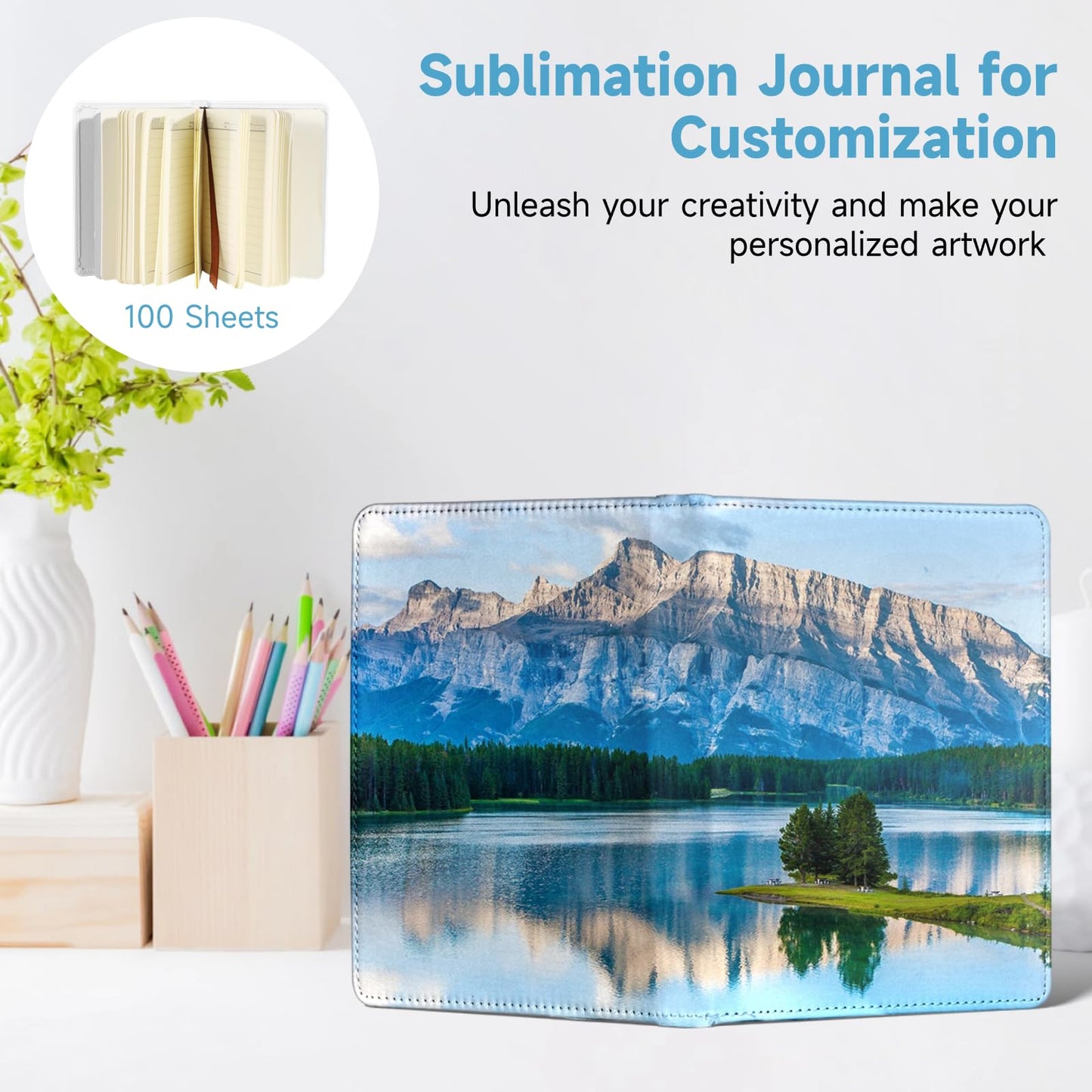 Lnrueg 6 Pcs Sublimation Notebook Blank Journal A6 100 Pages - Hardcover PU Notebooks for Note Taking Plan Making Diary Writing - School Office Supplies