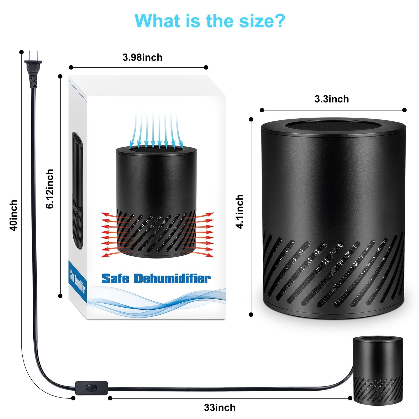 Gun Safe Dehumidifier Electric, Dehumidifier for Gun Safe Dryer, Plug in Gun Safe Heater, 360° Heating Circular Air with Built-in Fan