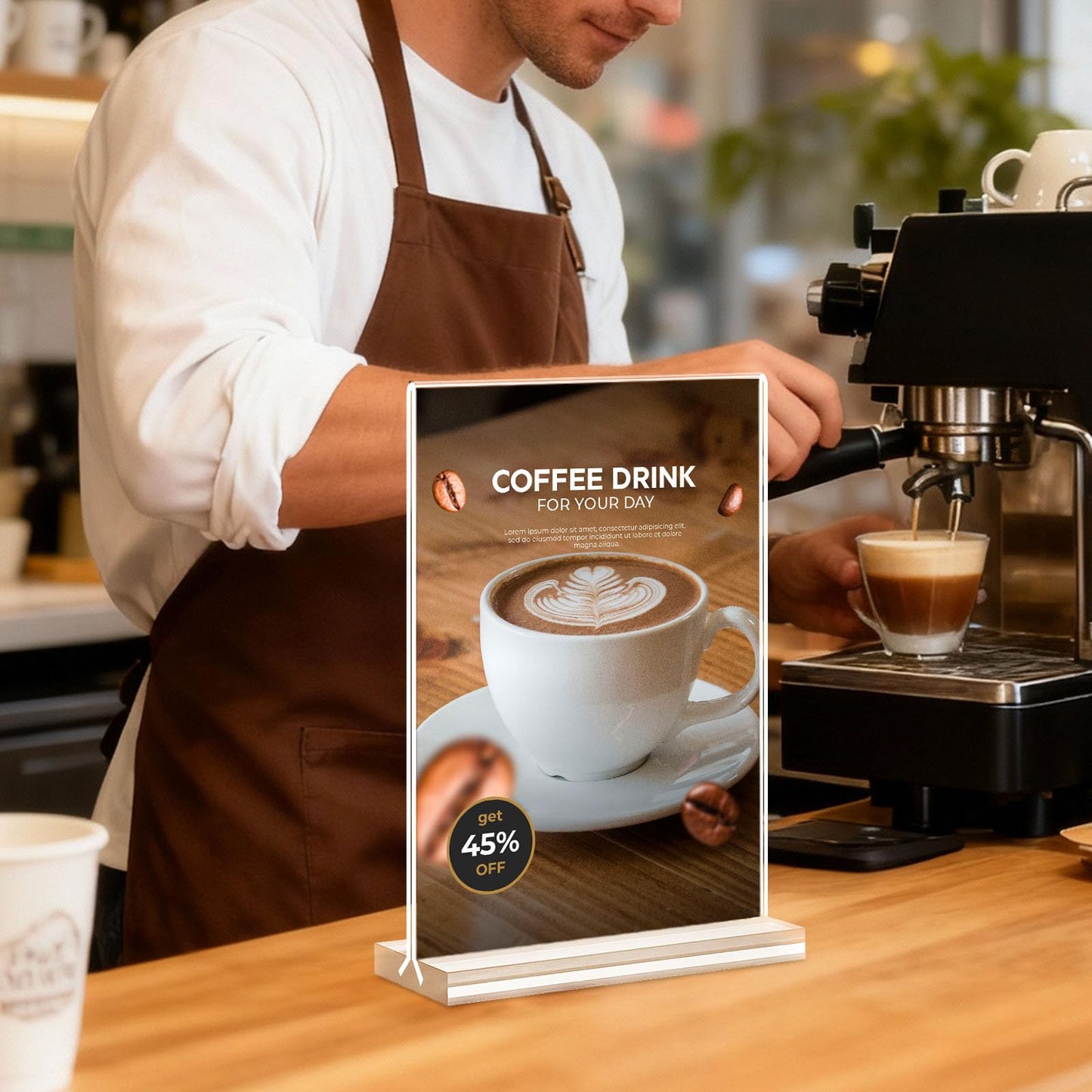 30 Pack Acrylic Sign Holder 5x7, Clear Double Sided Tabletop Menu Display, Desktop Flyer Stand with Vertical Base, Plastic Paper Picture Frame Holder Suitable for Restaurants Office Store Show Fair