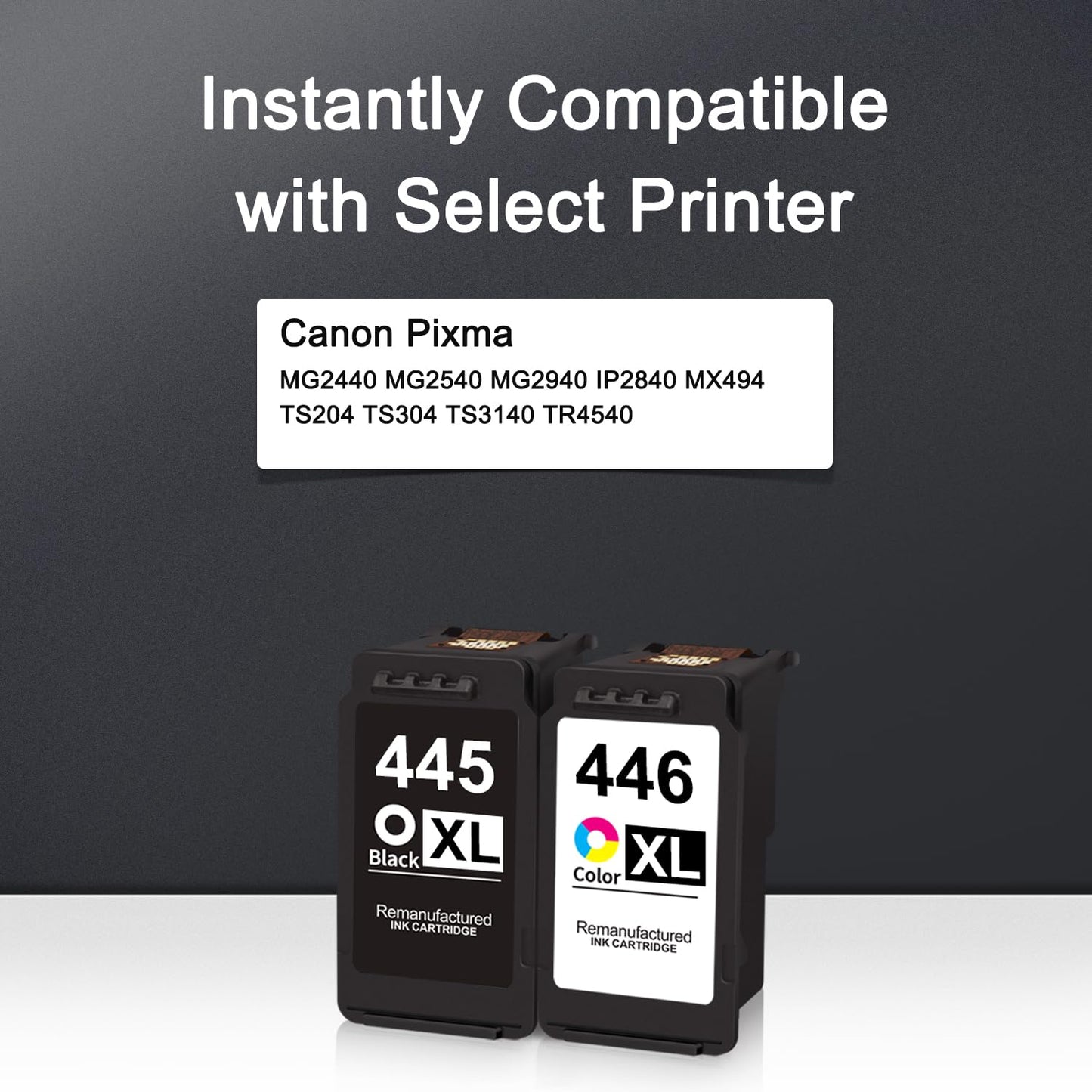 INSMAX PG-445 CL-446 Ink Cartridge Replacement for Canon 445XL 446XL PG445 CL446 High Yield for MG2440 MG2540S MG2545S MG2940 TS204 TS304 MX494 TR4540 IP2840 Printer (1 Black, 1 Color)