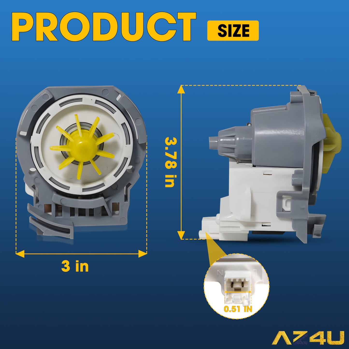 AZ4U Dishwasher Drain Pump Motor Replaces For Whirlpool WDF520PADW WDT970SAHZ0 WDT970SAHV0 WDT710PAHZ1 WDF520PADM7 WDF520PADW7 WDF560SAFM2 WDT720PADB2 WDT730PAHZ0 WDT720PADM2 WDT750SAHZ0 WDTA50SAHZ0