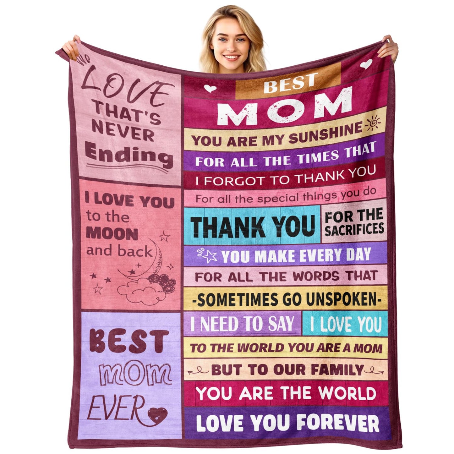 Gifts for Mom from Daughter & Son - Best Mom Ever Gifts - Blanket for Moms Birthday Gift - Christmas Anniversary Mothers Day Presents Ideas for Women - Gift for Mother - to My Mom's Blanket 60"x80"