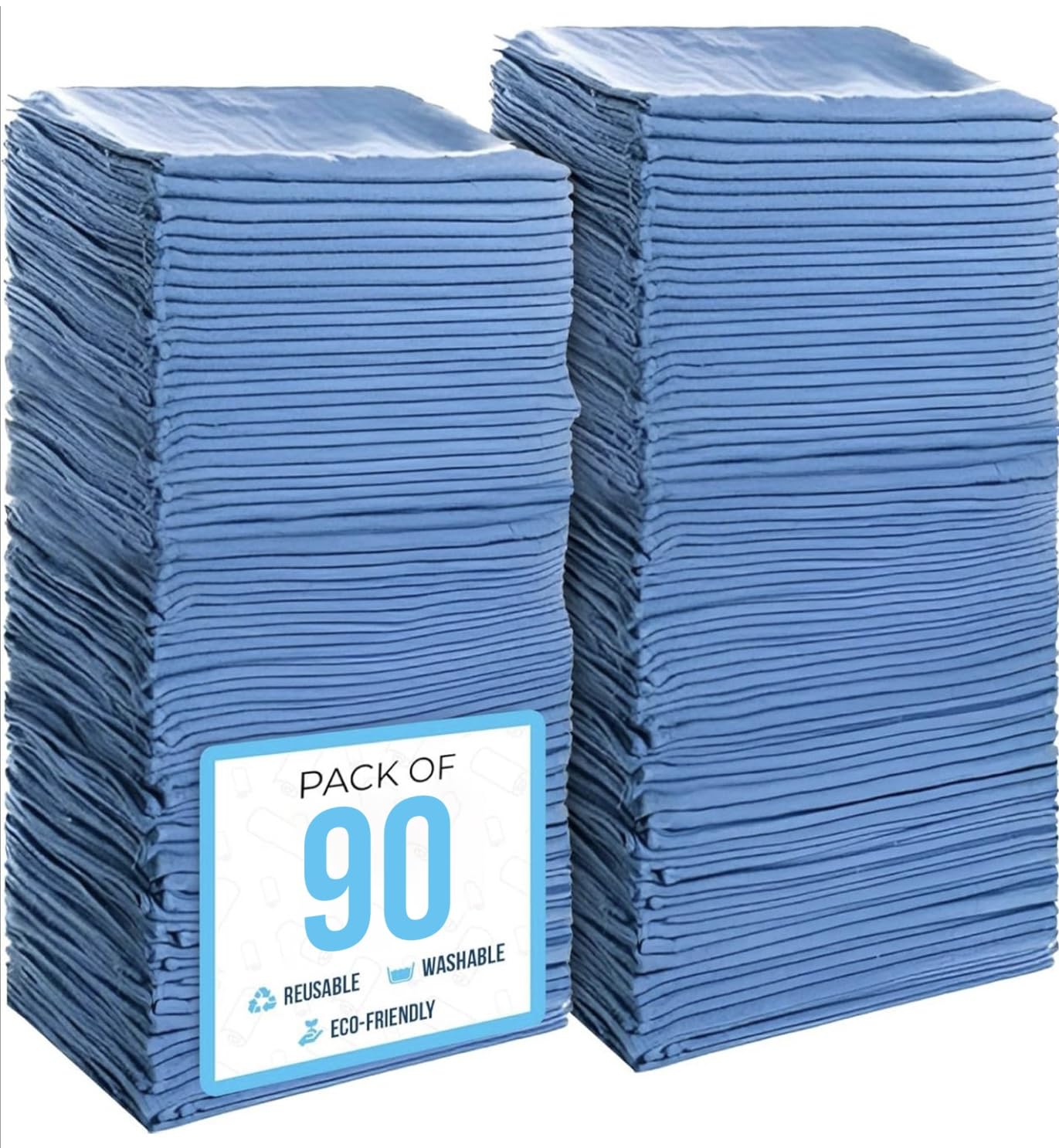 Simpli-Magic Cotton Shop Towels 14"x12" (90 Pack) – Reusable Cleaning Shop Rags for Automobiles, Industries, Garage and Homes (Blue)