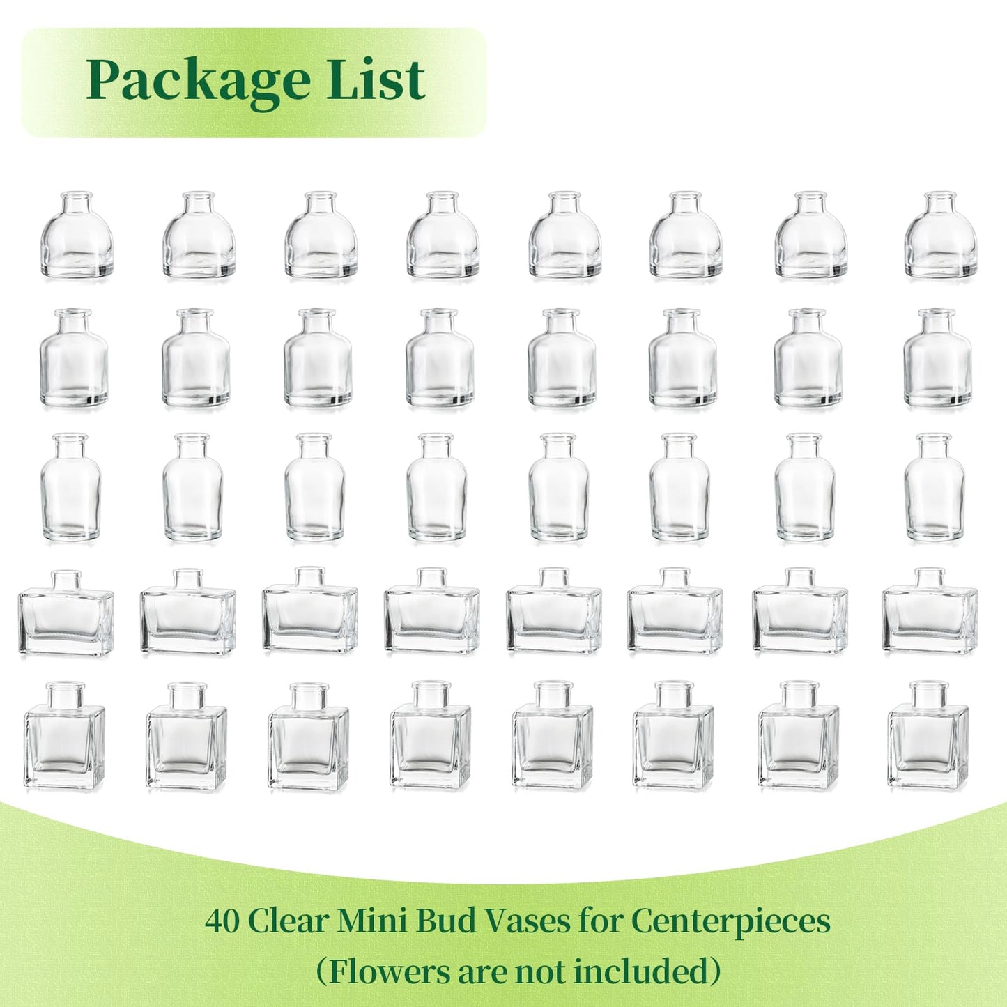 Small Glass Bud Vases for Centerpieces - Hewory 40pcs Clear Sturdy Cute Flower Vases Bulk, Mini Bottle Vase for Wedding Home Decor Birthday Party Events Mother's Day Bridal Shower Gifts Table Decor