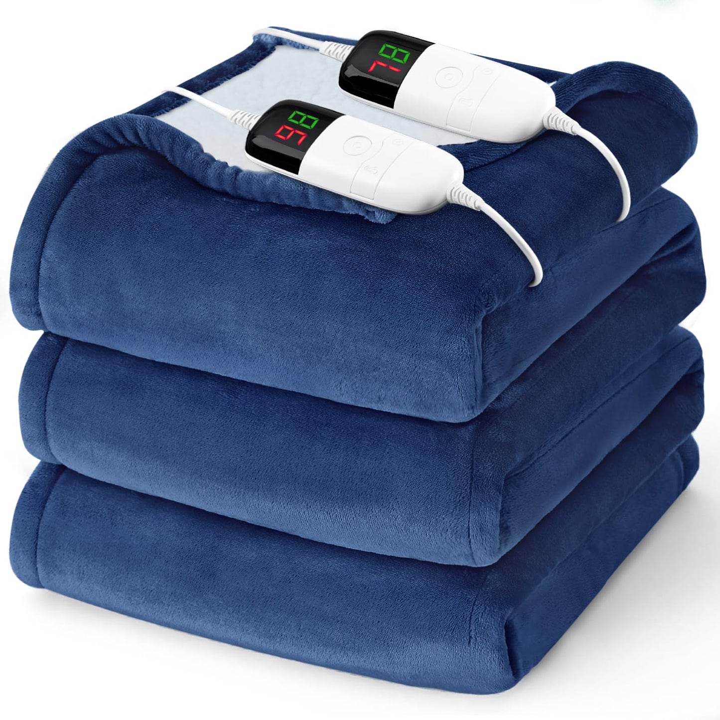 Heated Electric Blanket Queen Size - 84" x 90" Heating Blanket with Dual Control, 10 Heating Levels & 8 Hours Auto Off, Soft Warm Flannel Blanket, Christmas Birthday Gifts for Senior Grandma