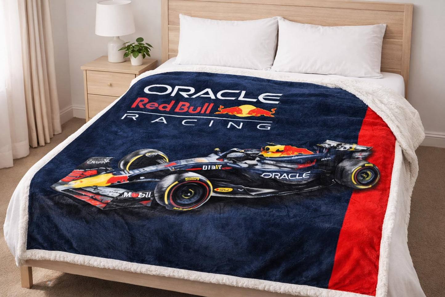 Character World F1 Oracle Red Bull Racing Official Fleece Throw Blanket 47x59 in, Soft Warm Polyester Blanket for Couch, Bed and Travel, Gift for Motorsport Fans
