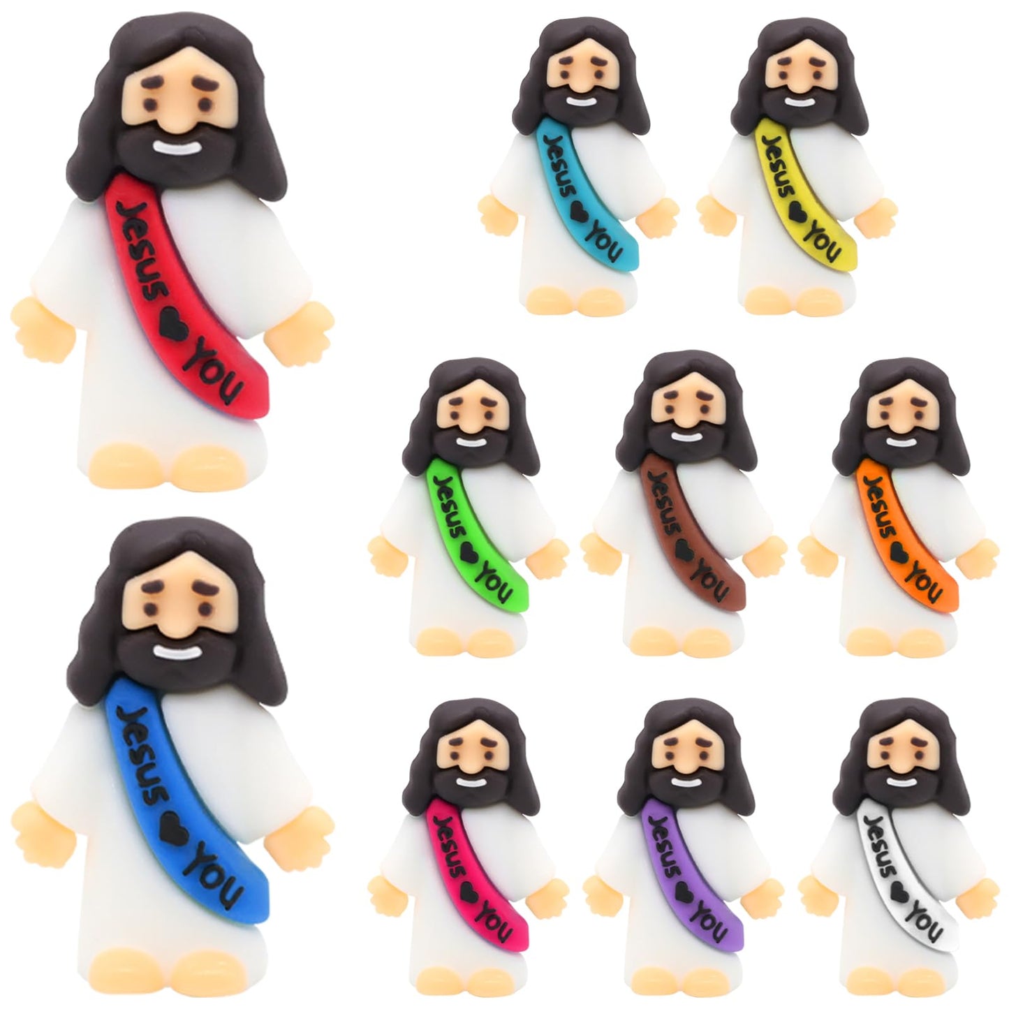 HSDJLXZ 350 Pieces Little Jesus Statue Bulk Pocket Jesus Love You Jesus Minifigure Church Christmas Party Gift Baptism Gift