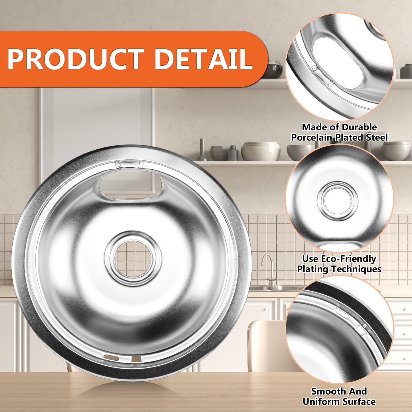 【UPGRADED】W10196405 W10196406 Electric Stove Burner Drip Pans & MP21YA MP15YA Electric Range Burner Element Unit Set fit for Whirlpool Kenmore Amana Range Oven/Stove by Cenipar