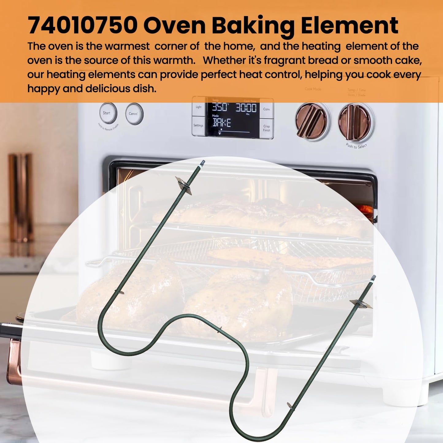 Xzionh 74010750 WP74010750 Oven Broil Element Compatible With Jenn-Air Electric Slide-In Range,Replacement 74003039,7406P425-60,WP74010750VP,1184162,AP6011209,PS11744404,EAP11744404