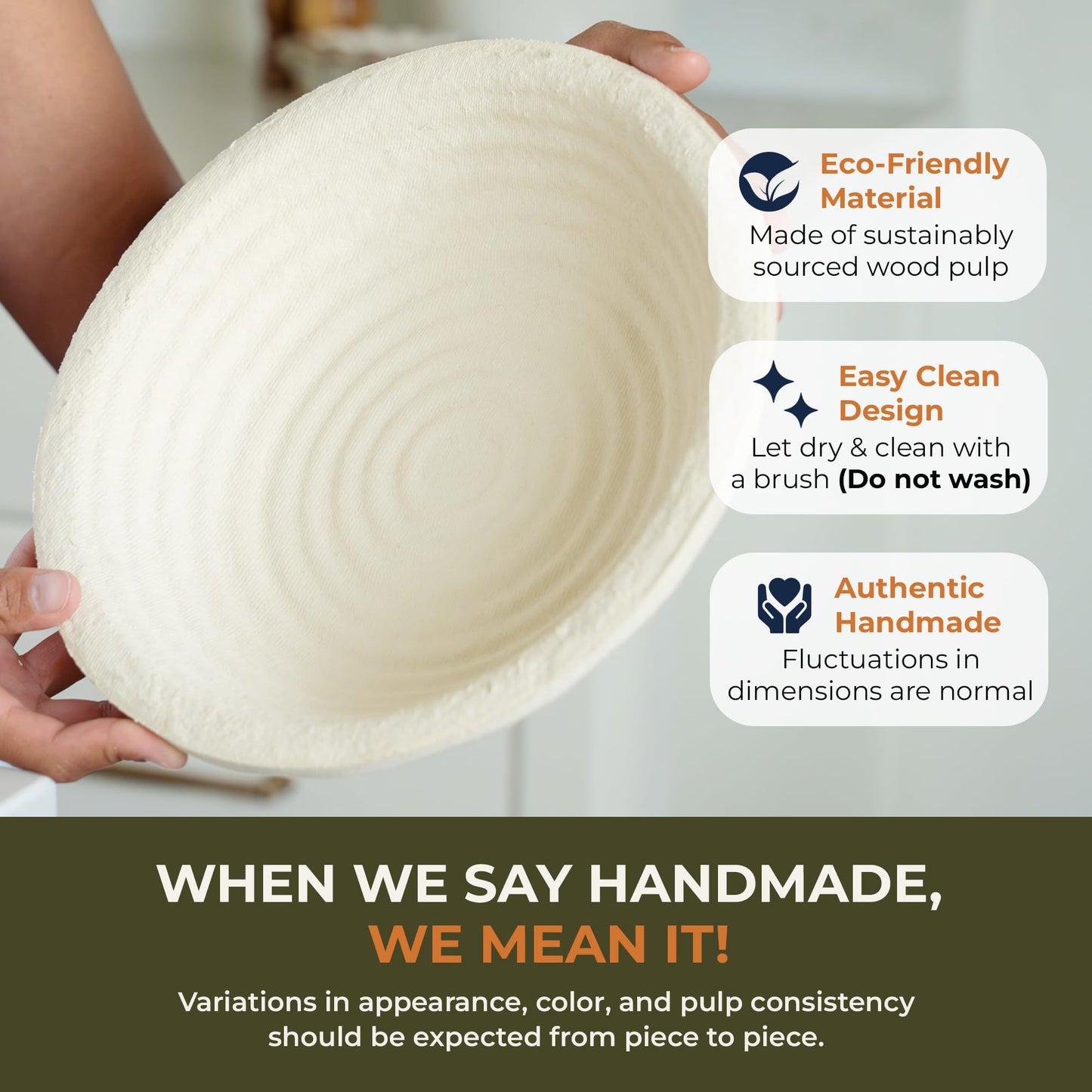 Bulka Large Round 9" 1kg Groove Banneton Bread Proofing Basket Pressed Wood Pulp, Sourdough Proofing Basket - Non-Stick Bread Proofing Bowl Sourdough Bread Baking Supplies, Made in Germany.
