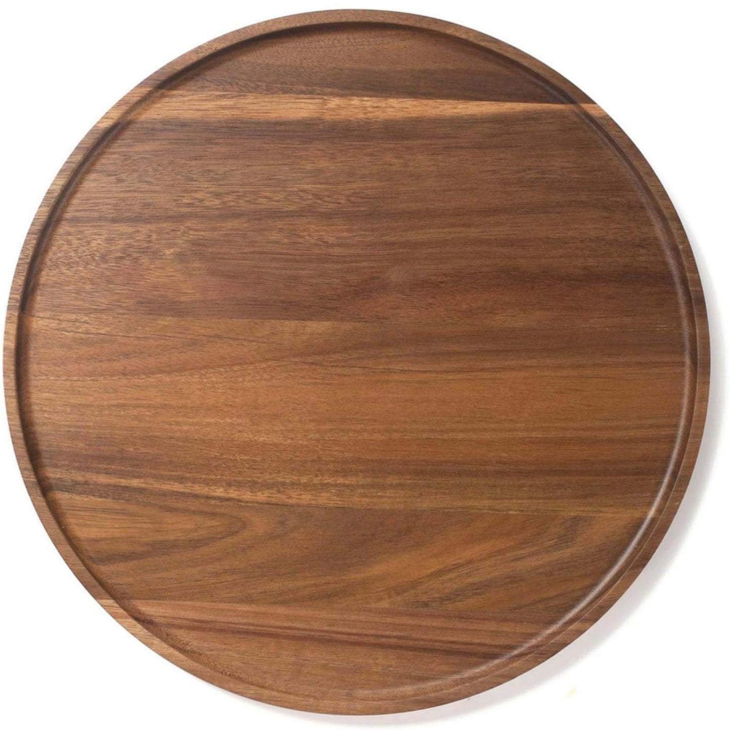 Round Wood Tray, Acacia Wooden Decorative Serving Tray for Coffee Table and Home Decor, Wooden Appetizer Charcuterie Board for Kitchen Countertop (13.8 inch)