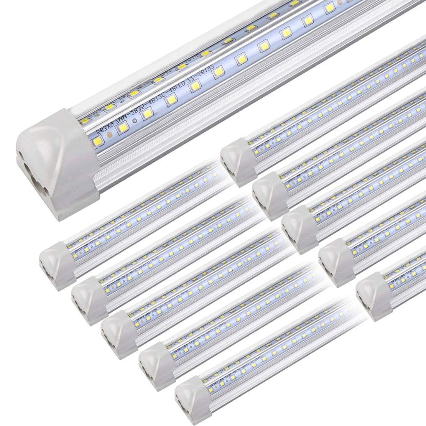 10Pack 4FT LED Shop Light - 50W 8000LM 6500K Linkable Clear Cover T8 LED Tube Light for Workshop, Warehouse, Basement - Plug and Play